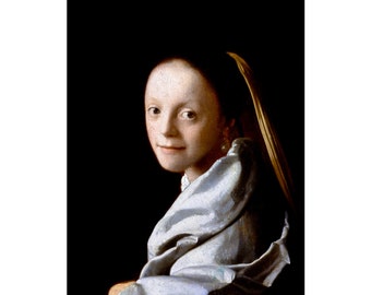 Vermeer, Portrait of a Young Woman, 1667 | Art Print | Canvas Print | Fine Art Poster | Art Reproduction | Archival Giclee | Gift Wrapped