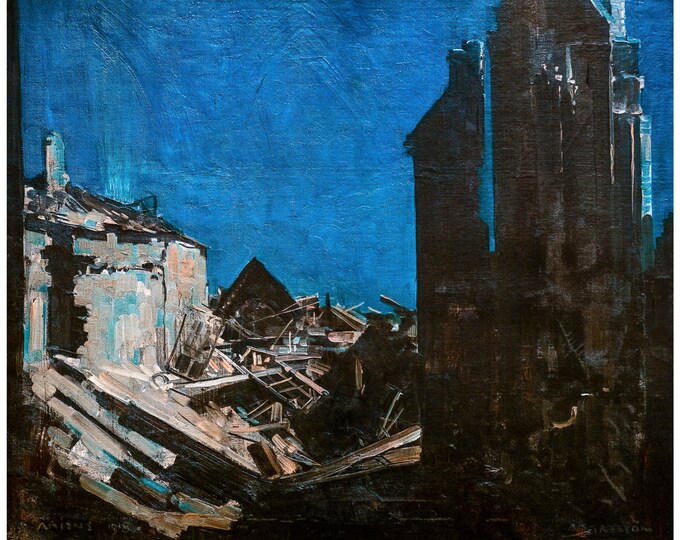 Arthur Streeton, Nocturne, Amiens, 1918 | Art Print | Canvas Print | Fine Art Poster | Art Reproduction | Archival Giclee | Gift Wrapped