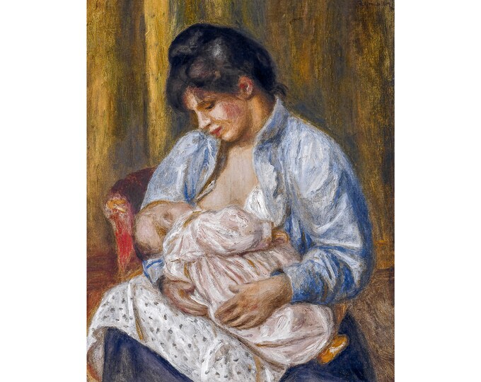 Renoir, A Woman Nursing a Child, 1914 | Art Print | Canvas Print | Fine Art Poster | Art Reproduction | Archival Giclee | Gift Wrapped