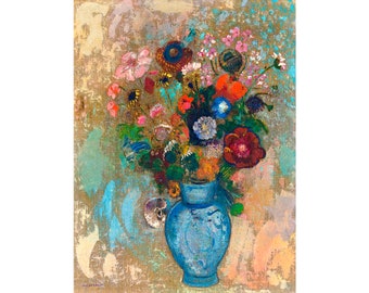 Odilon Redon, Flowers, Fleurs dans un vase bleu, Redon Print | Art Print | Canvas Print | Fine Art Poster | Art Reproduction | Giclee | Gift