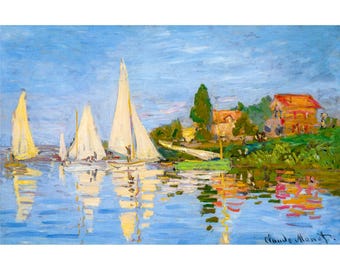 Claude Monet, Régates à Argenteuil , 1872 | Art Print | Canvas Print | Fine Art Poster | Art Reproduction | Archival Giclee | Gift Wrapped