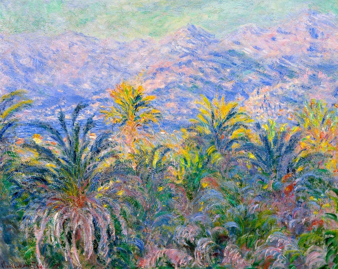 Claude Monet, Palm Trees at Bordighera, 1884 | Art Print | Canvas Print | Fine Art Poster | Art Reproduction | Archival Giclee | Gift