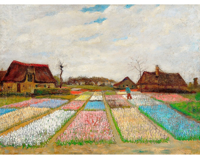 Van Gogh, Bulb Fields, Tulips, 1883 | Art Print | Canvas Print | Fine Art Poster | Art Reproduction | Archival Giclee | Gift Wrapped