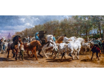 Rosa Bonheur Horse Fair, 1835 | Art Print | Canvas Print | Fine Art Poster | Art Reproduction | Archival Giclee | Gift Wrapped