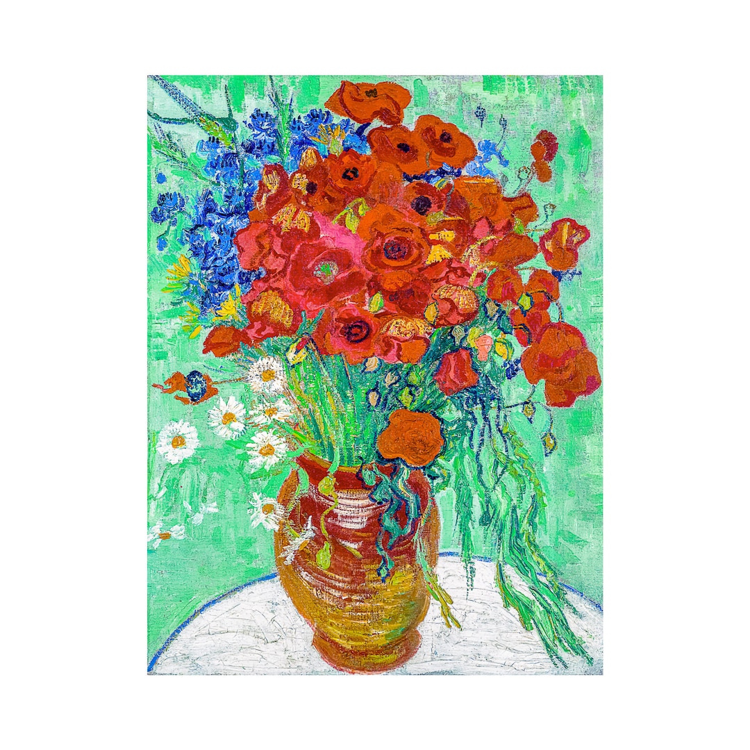 Van Gogh, Red Poppies and Daisies, 1890 Art Print Canvas Print Fine Art