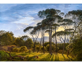 Hendrik Voogd, Italian landscape with Umbrella Pines, 1807 | Art Print | Canvas Print | Fine Art Poster | Art Reproduction | Archival Giclee