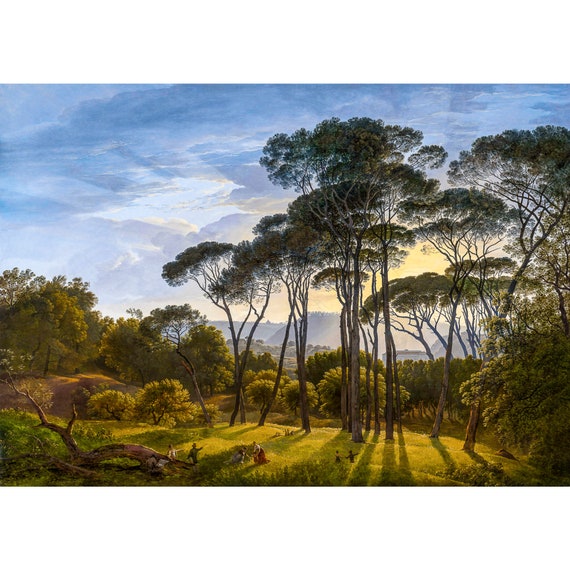 Hendrik Voogd, Italian landscape with Umbrella Pines, 1807 | Art Print | Canvas Print | Fine Art Poster | Art Reproduction | Archival Giclee