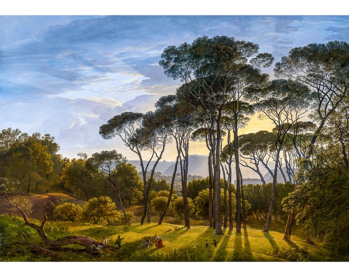 Hendrik Voogd, Italian landscape with Umbrella Pines, 1807 | Art Print | Canvas Print | Fine Art Poster | Art Reproduction | Archival Giclee