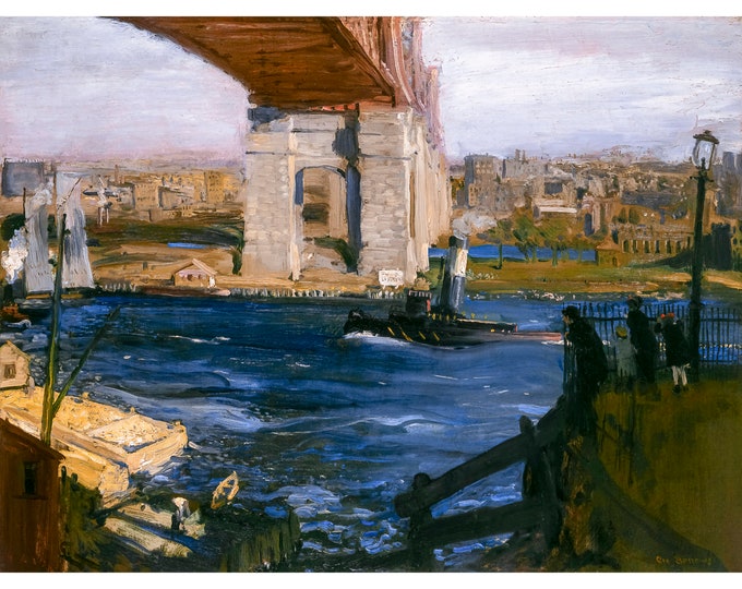George Bellows, Bridge, Blackwell’s Island, 1909 | Art Print | Canvas Print | Fine Art Poster | Art Reproduction | Archival Giclee | Gift