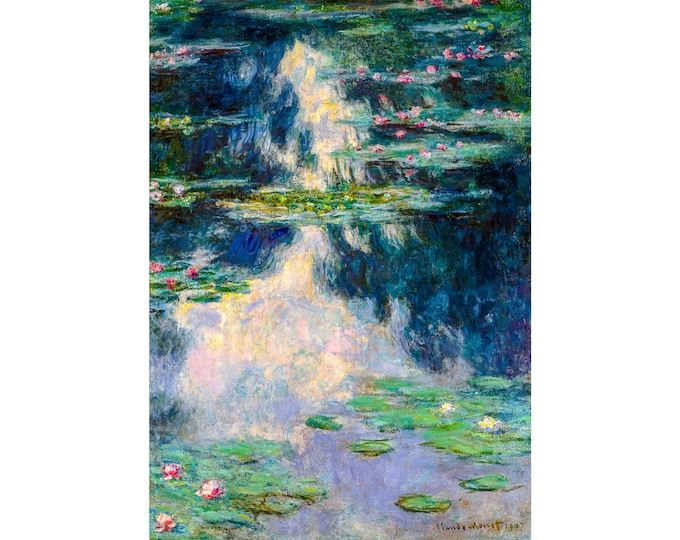 Claude Monet, Water Lilies, 1907 | Art Print | Canvas Print | Fine Art Poster | Art Reproduction | Archival Giclee | Gift Wrapped