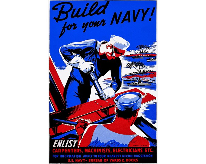 War Propaganda, US Navy | Art Print | Canvas Print | Fine Art Poster | Art Reproduction | Archival Giclee | Gift Wrapped