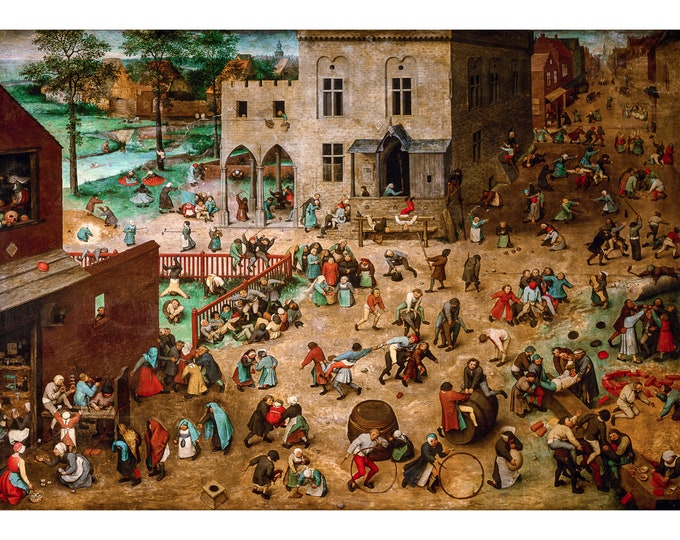 Pieter Bruegel the Elder, Children’s Games, 1560 | Art Print | Canvas Print | Fine Art Poster | Art Reproduction | Archival Giclee | Gift