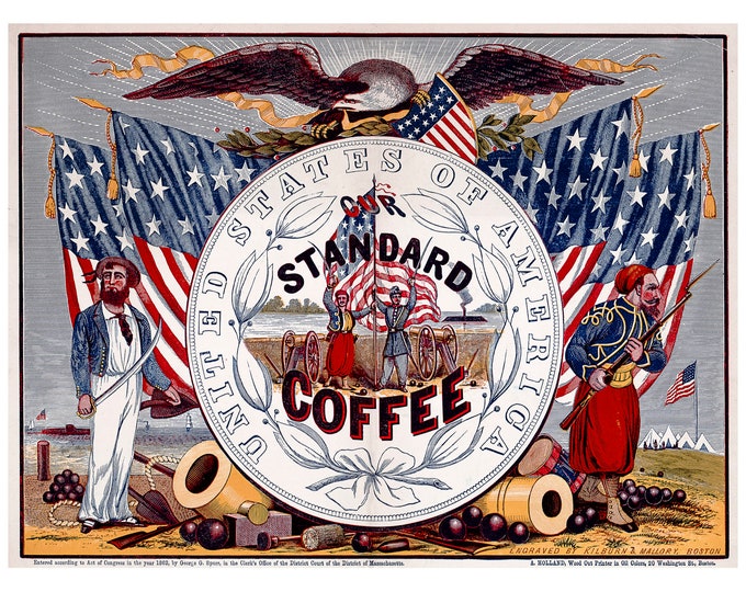 Old Vintage Ad Standard Coffee | Art Print | Canvas Print | Fine Art Poster | Art Reproduction | Archival Giclee | Gift Wrapped