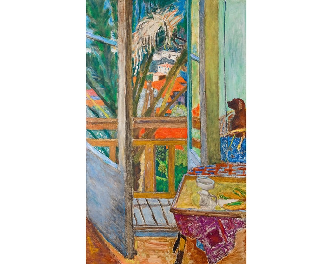 Pierre Bonnard, La porte-fenêtre avec chien, The door window with dog, 1927 | Art Print | Canvas Print | Fine Art Poster | Art Reproduction