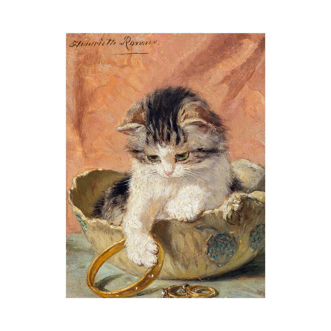 Henriette Ronner-knip, A Kitten Playing With Jewelry, Cat Print | Art ...
