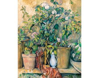 Paul Cézanne, Terracotta Pots and Flowers, 1892 | Art Print | Canvas Print | Fine Art Poster | Art Reproduction | Archival Giclee | Gift