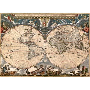 Geographicus, Bormeester Map of the World, 1685 | Art Print | Canvas Print | Fine Art Poster | Art Reproduction | Archival Giclee | Gift