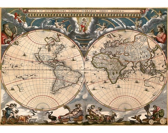 Geographicus, Bormeester Map of the World, 1685 | Art Print | Canvas Print | Fine Art Poster | Art Reproduction | Archival Giclee | Gift