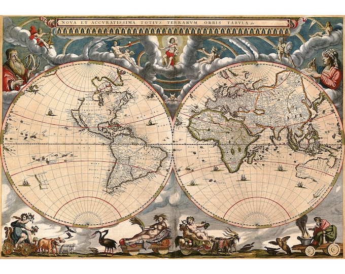 Geographicus, Bormeester Map of the World, 1685 | Art Print | Canvas Print | Fine Art Poster | Art Reproduction | Archival Giclee | Gift