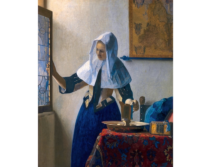Vermeer, Woman with a Water Jug, 1665 | Art Print | Canvas Print | Fine Art Poster | Art Reproduction | Archival Giclee | Gift Wrapped