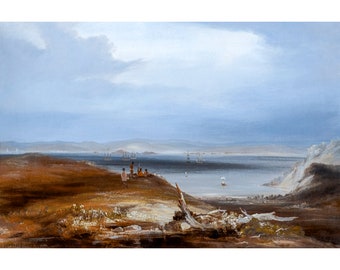 Conrad Martens, Kororareka in the Bay of Islands, 1841 | Art Print | Canvas Print | Fine Art Poster | Art Reproduction | Archival Giclee