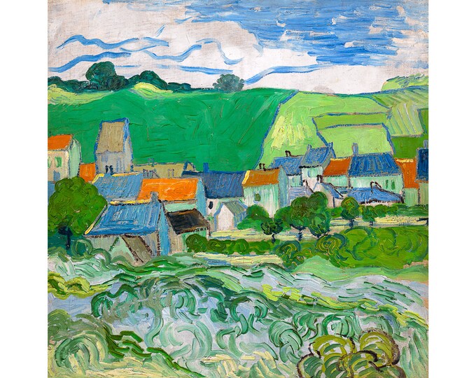 Van Gogh, View of Auvers, 1890 | Art Print | Canvas Print | Fine Art Poster | Art Reproduction | Archival Giclee | Gift Wrapped