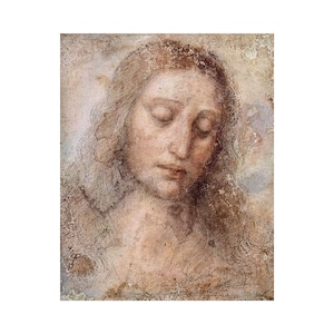Leonardo da Vinci, Head of Christ, Study, 1500 Art Print Canvas Print Fine Art Poster Art Reproduction Archival Giclee Gift image 1