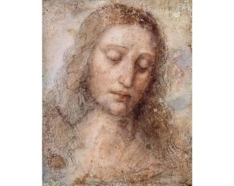 Leonardo da Vinci, Head of Christ, Study, 1500 | Art Print | Canvas Print | Fine Art Poster | Art Reproduction | Archival Giclee | Gift