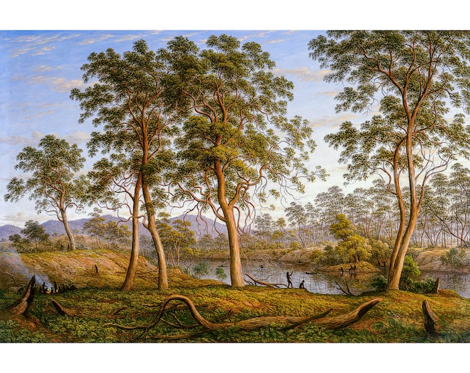 John Glover, Natives on the Ouse River, Van Diemen's Land, 1838 | Art Print | Canvas Print | Fine Art Poster | Art Reproduction | Archival