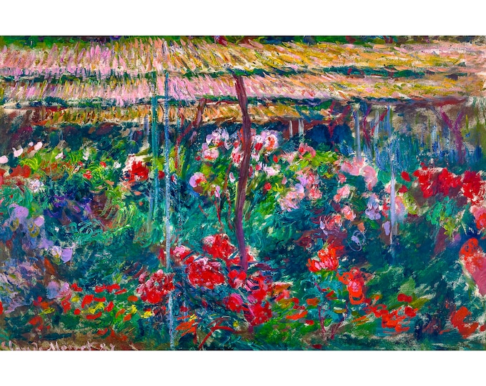 Claude Monet, Peony Garden, 1887 | Art Print | Canvas Print | Fine Art Poster | Art Reproduction | Archival Giclee | Gift Wrapped