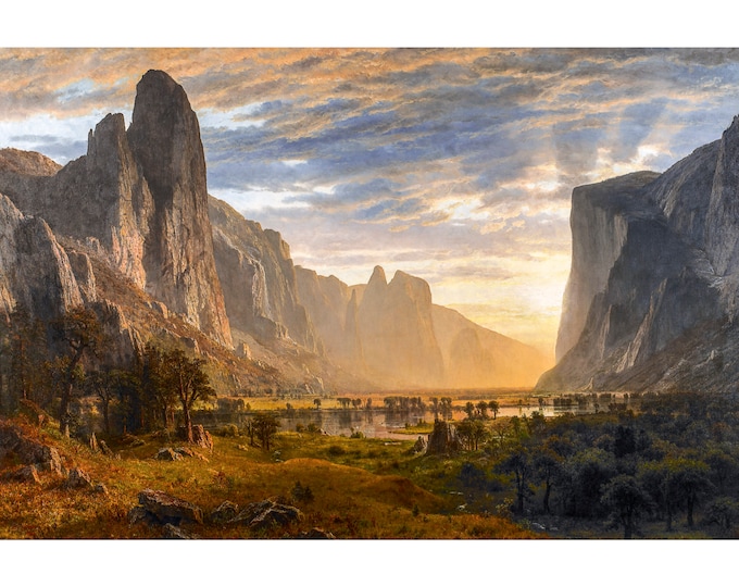 Albert Bierstadt, Looking Down Yosemite Valley, California, 1865 | Art Print | Canvas Print | Fine Art Poster | Art Reproduction | Archival