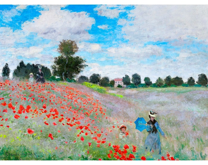 Claude Monet, Poppies, 1873 | Art Print | Canvas Print | Fine Art Poster | Art Reproduction | Archival Giclee | Gift Wrapped