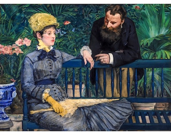 Edouard Manet, In the Conservatory, 1879 | Art Print | Canvas Print | Fine Art Poster | Art Reproduction | Archival Giclee | Gift Wrapped