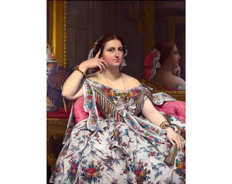 Jean Auguste Dominique Ingres, Madame Moitessier, 1859 | Art Print | Canvas Print | Fine Art Poster | Art Reproduction | Archival Giclee