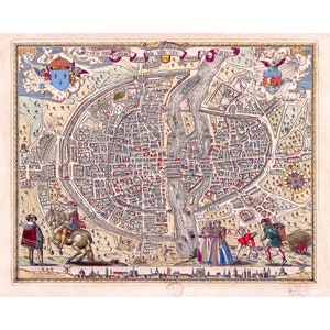 Map Of Paris, 1576 | Art Print | Canvas Print | Fine Art Poster | Art Reproduction | Archival Giclee | Gift Wrapped