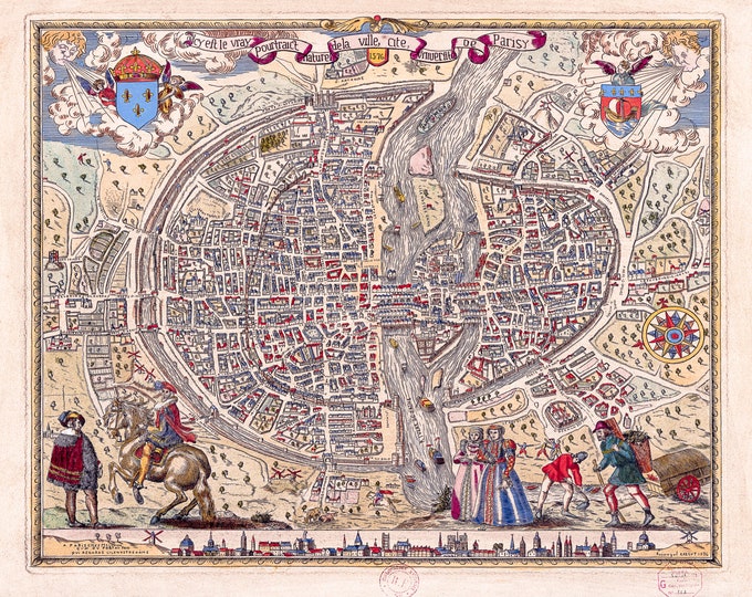 Map Of Paris, 1576 | Art Print | Canvas Print | Fine Art Poster | Art Reproduction | Archival Giclee | Gift Wrapped