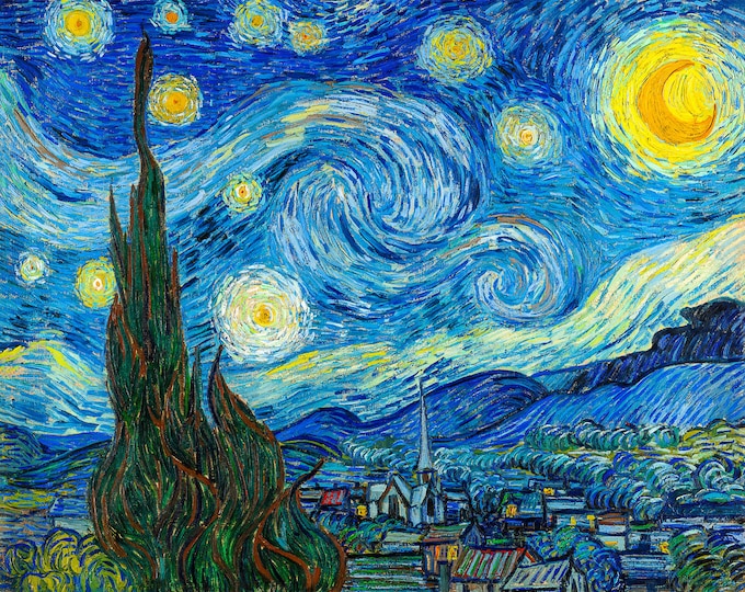Van Gogh, Starry Night, 1889 | Art Print | Canvas Print | Art Poster | Reproduction | Archival Giclee | Gift Wrapped | Giclee | Stary Night