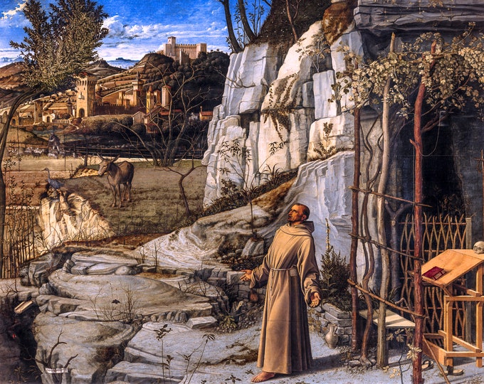 Giovanni Bellini, St. Francis in the Desert, 1480 | Art Print | Canvas Print | Fine Art Poster | Art Reproduction | Archival Giclee | Gift