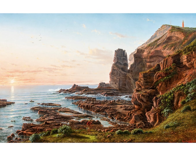Eugene von Guerard, Castle Rock, Cape Schanck, 1865 | Art Print | Canvas Print | Fine Art Poster | Art Reproduction | Archival Giclee | Gift