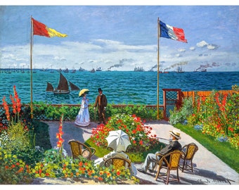 Claude Monet, Garden at Sainte-Adresse, 1867 | Art Print | Canvas Print | Fine Art Poster | Art Reproduction | Archival Giclee | Gift Wrap