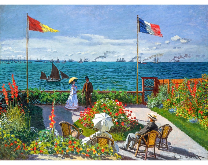 Claude Monet, Garden at Sainte-Adresse, 1867 | Art Print | Canvas Print | Fine Art Poster | Art Reproduction | Archival Giclee | Gift Wrap