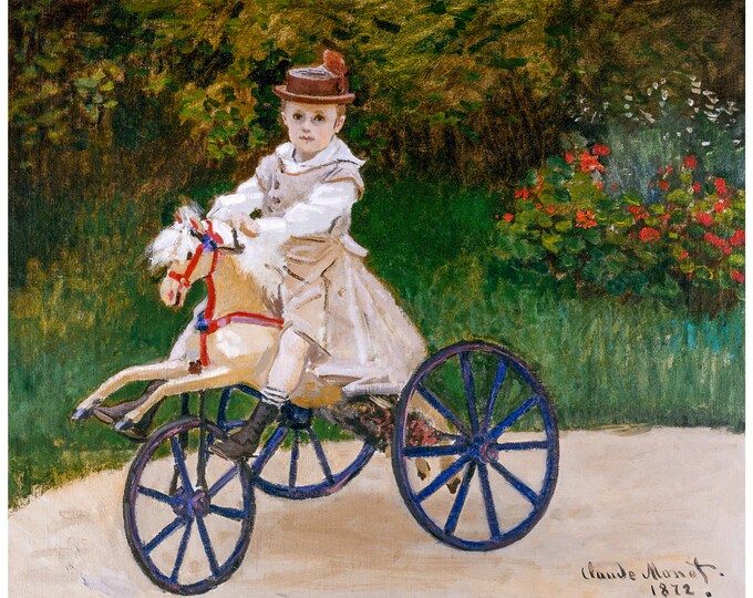 Claude Monet, Jean Monet on His Hobby Horse, 1872 | Art Print | Canvas Print | Fine Art Poster | Art Reproduction | Archival Giclee | Gift