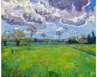 Van Gogh, Landscape Under a Stormy Sky, 1889 | Art Print | Canvas Print | Fine Art Poster | Art Reproduction | Archival Giclee | Gift Wrap