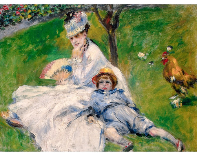 Renoir, Madame Monet and Her Son, 1874 | Art Print | Canvas Print | Fine Art Poster | Art Reproduction | Archival Giclee | Gift Wrapped