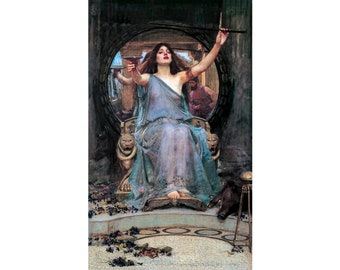John William Waterhouse, Circe Offering the Cup to Ulysses, 1891 | Art Print | Canvas Print | Fine Art Poster | Art Reproduction | Archival