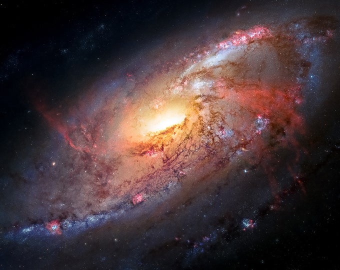 Messier Galaxy 106, NASA Space Art | Art Print | Canvas Print | Fine Art Poster | Art Reproduction | Archival Giclee | Gift Wrapped