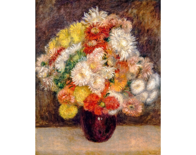 Renoir, Bouquet of Chrysanthemums, 1881 | Art Print | Canvas Print | Fine Art Poster | Art Reproduction | Archival Giclee | Gift Wrapped