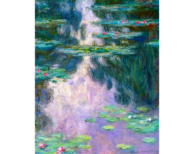 Claude Monet, Water Lilies (Nymphéas), 1907 | Art Print | Canvas Print | Fine Art Poster | Art Reproduction | Archival Giclee | Gift Wrapped