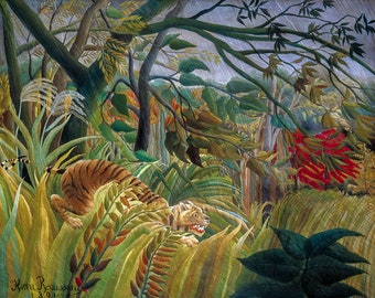 Henri Rousseau, Tiger in a Tropical Storm, 1891 | Art Print | Canvas Print | Fine Art Poster | Art Reproduction | Archival Giclee | Gift
