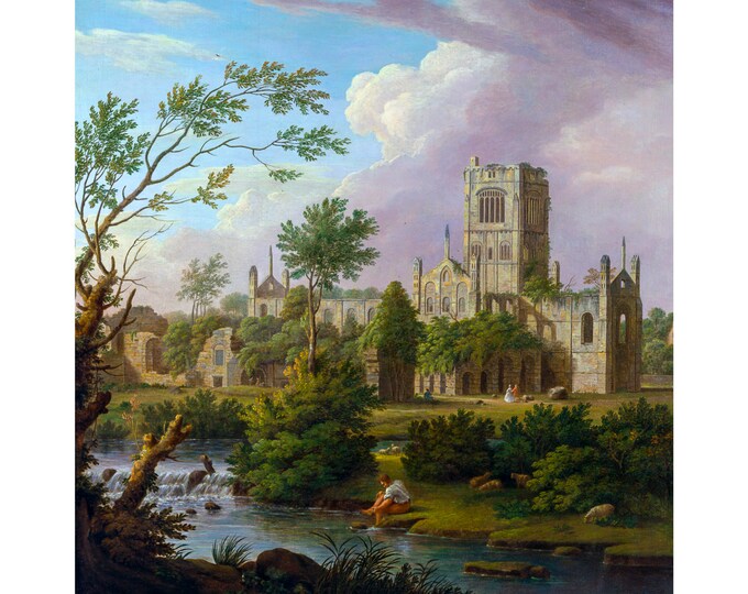 George Lambert, Kirkstall Abbey, Yorkshire, 1747 | Art Print | Canvas Print | Fine Art Poster | Art Reproduction | Archival Giclee | Gift